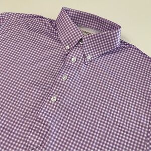 Collars & Co Dress Collar Gingham Purple Lavender Check Mens Medium Polo NWOT